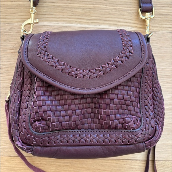 Aimee Kestenberg All For Love Mini Woven Leather Crossbody, True Plum, like new - Picture 6 of 12